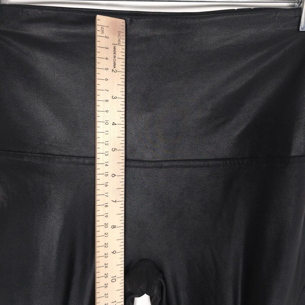 SPANX‎ Faux Leather Size XL Very Black Shiny Moto Leggings 20136R Stretch - Picture 7 of 11